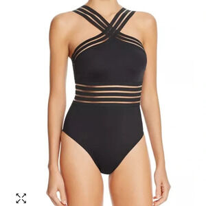 black Kenneth Cole high neck one piece swimsuit size medium